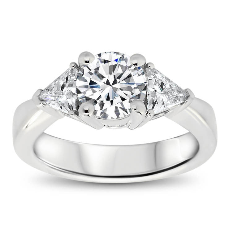 Three Stone Trillion Engagement Ring - Bethanny - Moissanite Rings