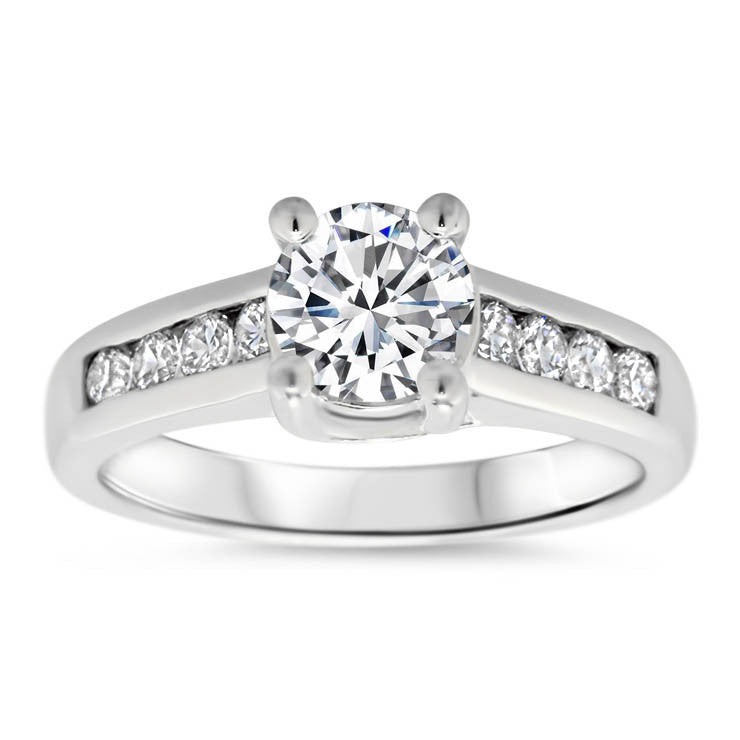 Channel Set Forever One Moissanite Engagement Ring - Gele - Moissanite Rings