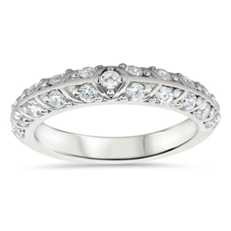 Unique Diamond Wedding Band - Branch Band - Moissanite Rings