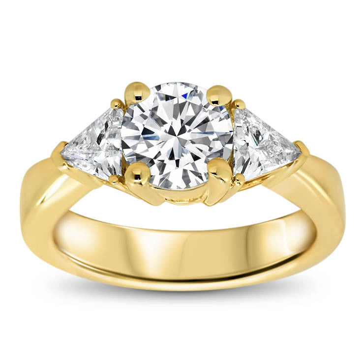 Three Stone Trillion Engagement Ring - Bethanny - Moissanite Rings