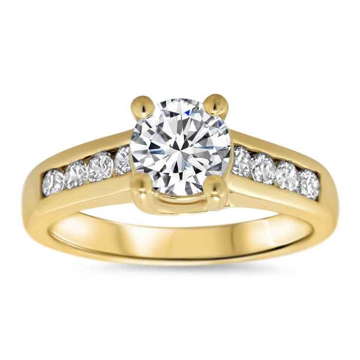 Channel Set Forever One Moissanite Engagement Ring - Gele - Moissanite Rings