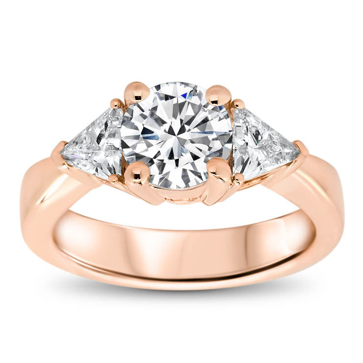 Three Stone Trillion Engagement Ring - Bethanny - Moissanite Rings