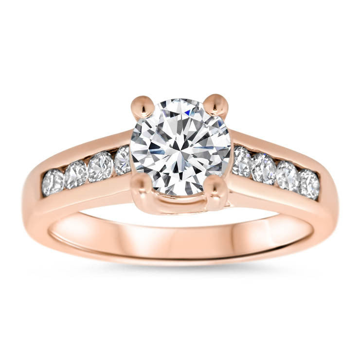 Channel Set Forever One Moissanite Engagement Ring - Gele - Moissanite Rings