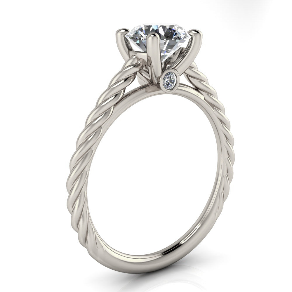 Rope Band Cathedral Solitaire Engagement Ring - Marina
