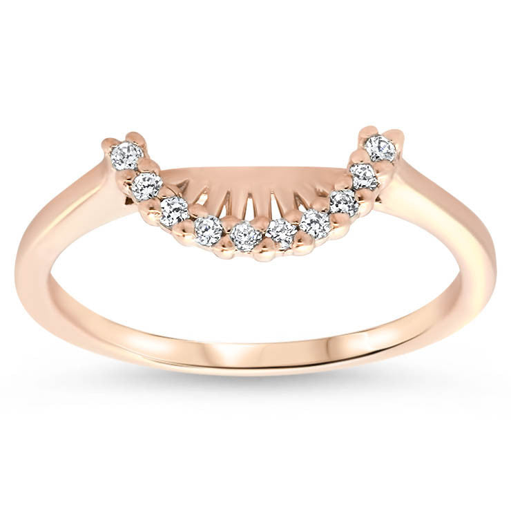 Thin Band Diamond Halo Engagment Ring and Wedding Band - Mint Wedding Set - Moissanite Rings