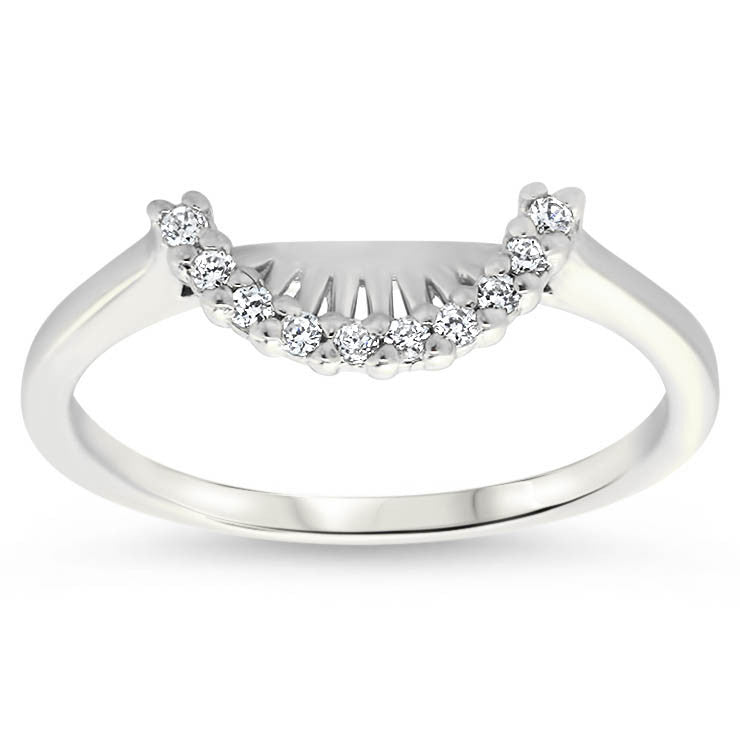 Thin Band Diamond Halo Engagment Ring and Wedding Band - Mint Wedding Set - Moissanite Rings