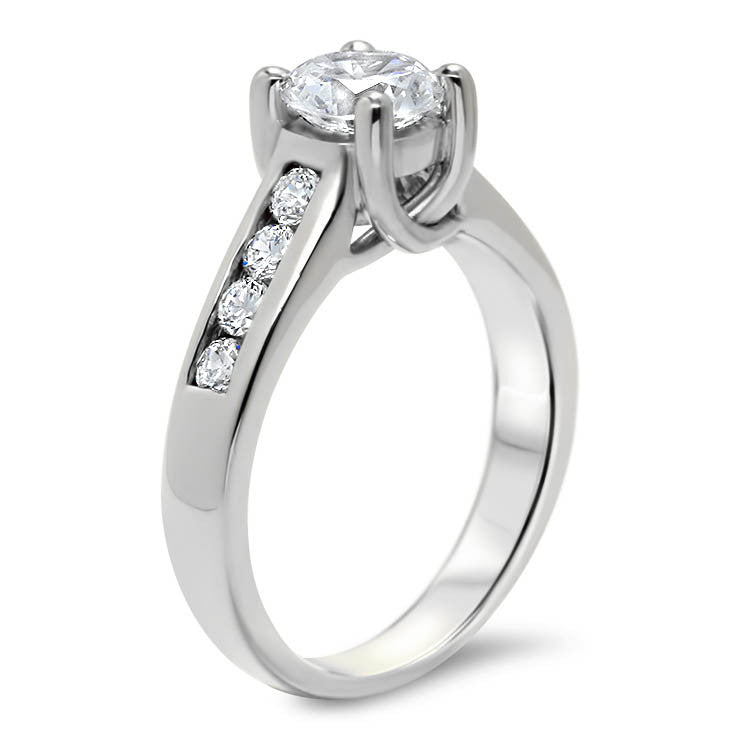Channel Set Forever One Moissanite Engagement Ring - Gele - Moissanite Rings