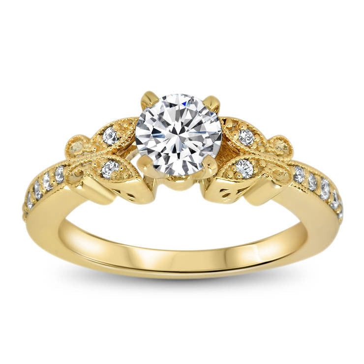 Forever One Butterfly Moissanite Engagement Ring - Butterfly Kisses - Moissanite Rings