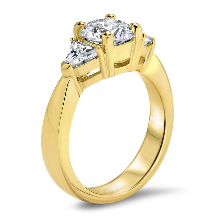 Three Stone Trillion Engagement Ring - Bethanny - Moissanite Rings