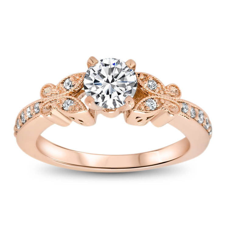 Forever One Butterfly Moissanite Engagement Ring - Butterfly Kisses - Moissanite Rings