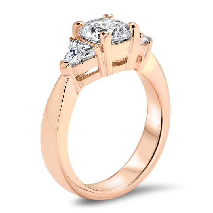 Three Stone Trillion Engagement Ring - Bethanny - Moissanite Rings