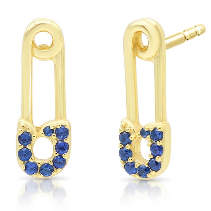 Mini Safety Pin Earring Yellow Gold