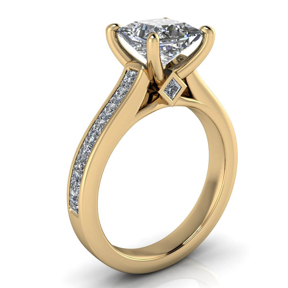 Princess Cut Channel Set Engagement Ring - Ruth - Moissanite Rings
