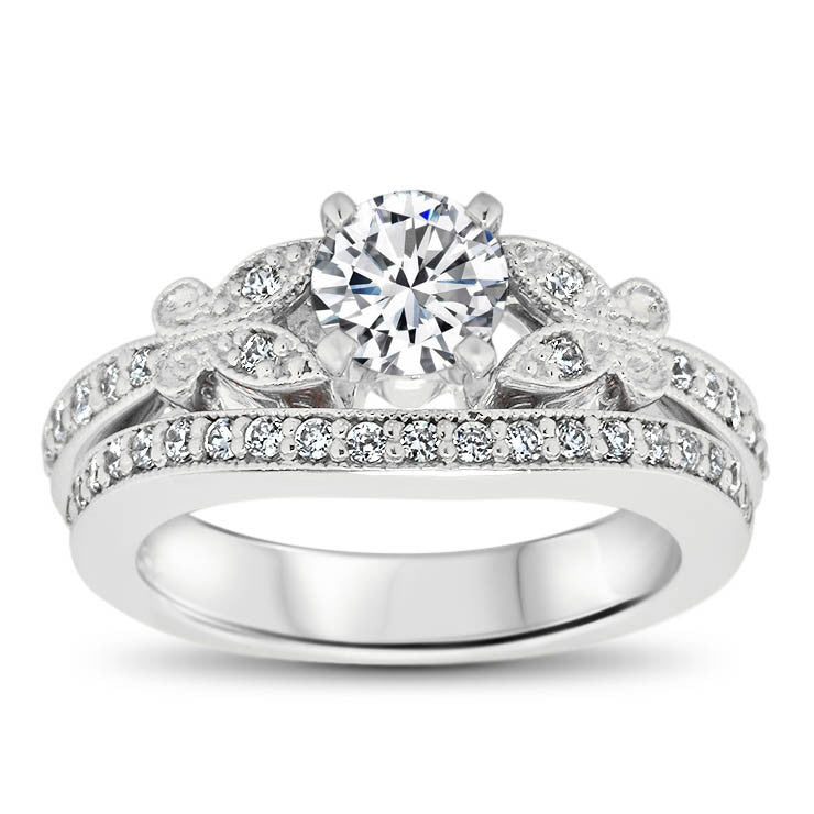 Butterfly Kisses Diamond Wedding Band (engagement ring not included) - Moissanite Rings