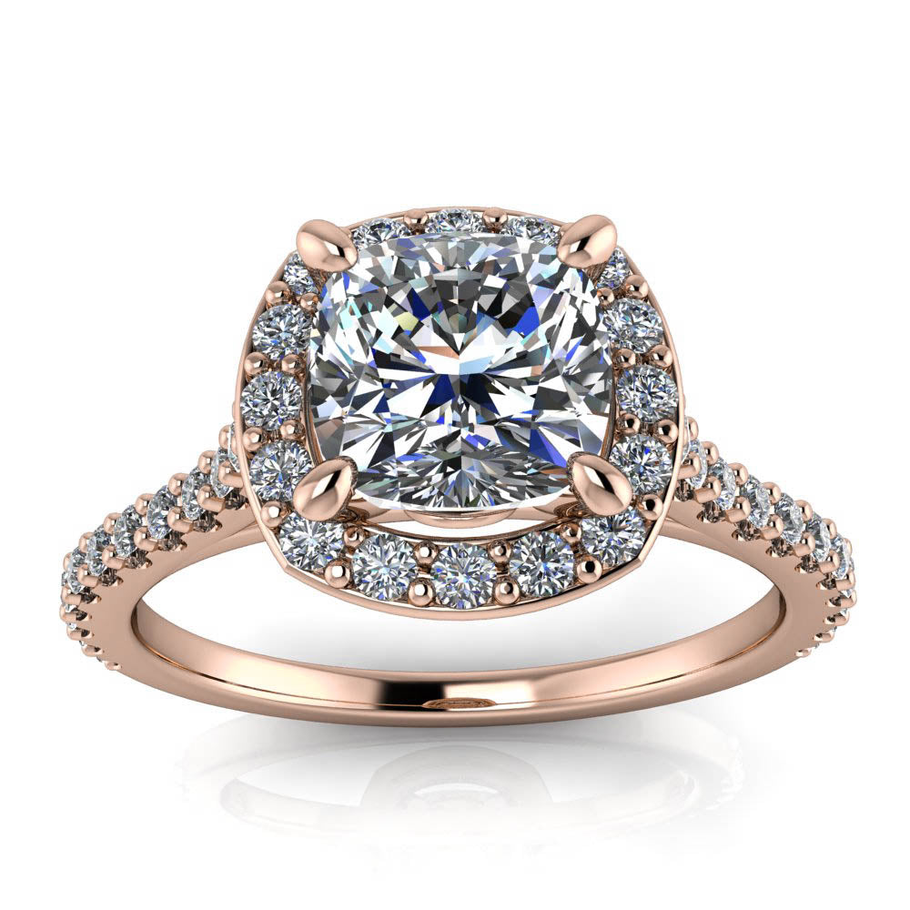 Diamond Halo Moissanite Engagement Ring - Danica - Moissanite Rings