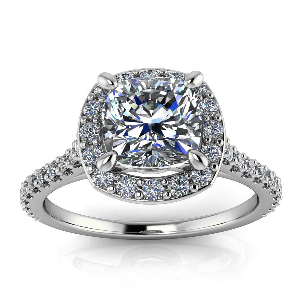 Diamond Halo Moissanite Engagement Ring - Danica - Moissanite Rings