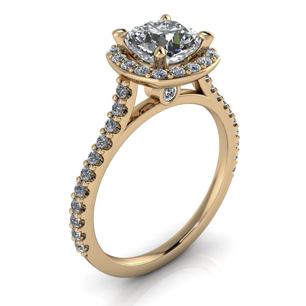 Diamond Halo Moissanite Engagement Ring - Danica - Moissanite Rings