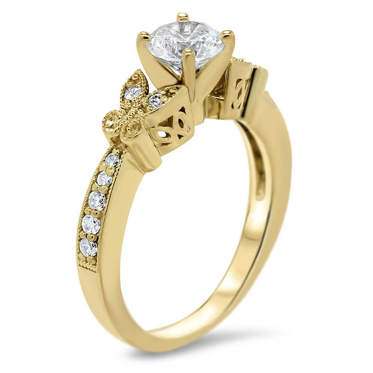 Forever One Butterfly Moissanite Engagement Ring - Butterfly Kisses - Moissanite Rings