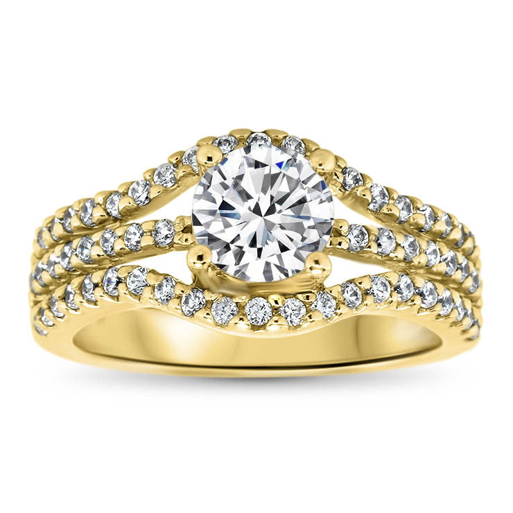 Triple Bands of Diamonds Engagement Ring - Dee - Moissanite Rings