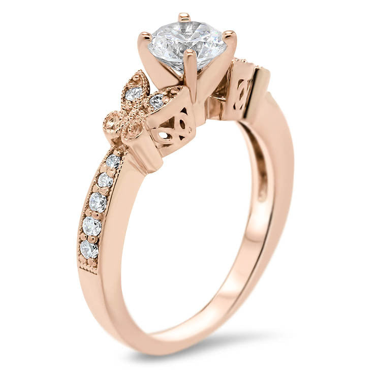 Forever One Butterfly Moissanite Engagement Ring - Butterfly Kisses - Moissanite Rings