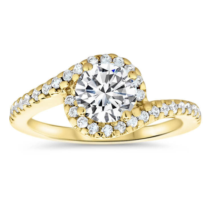 Bypass Diamond Halo Forever One Moissanite Engagement Ring - Whirlwind - Moissanite Rings