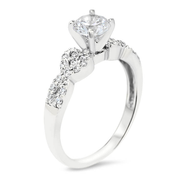 Twisted Band Engagement Ring Diamond Halo - Mati - Moissanite Rings