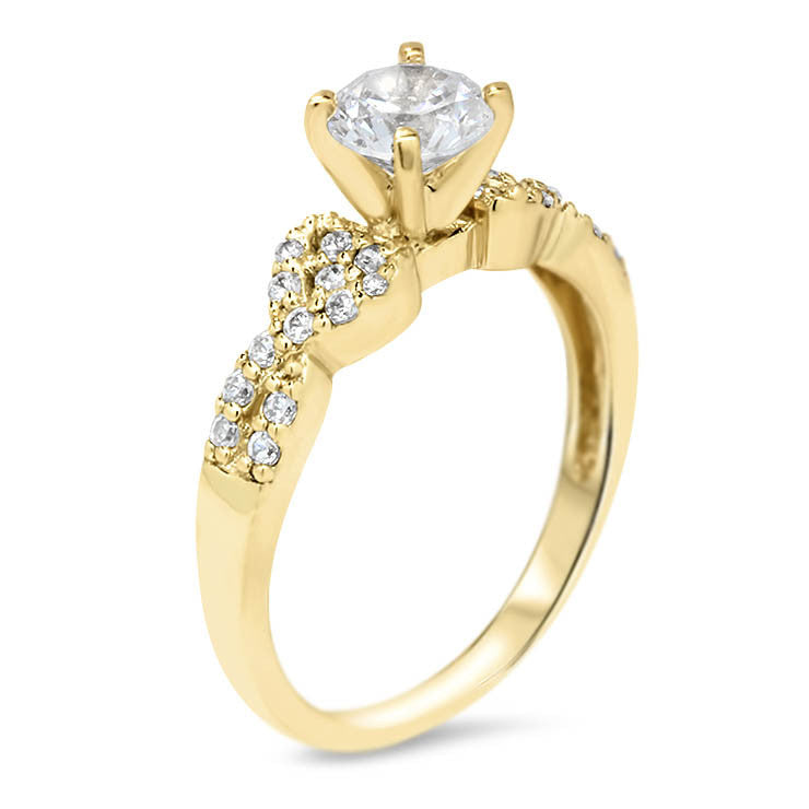 Twisted Band Engagement Ring Diamond Halo - Mati - Moissanite Rings