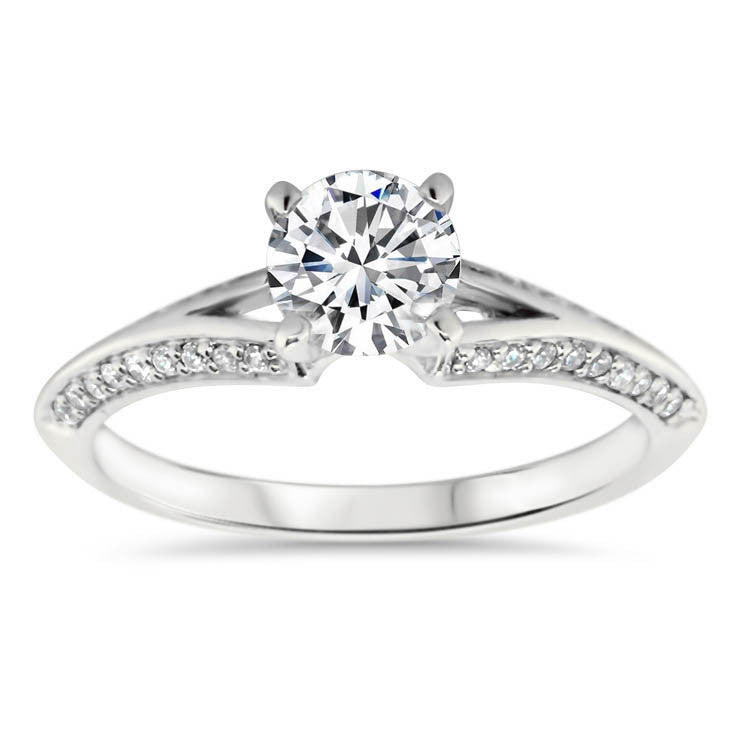 Split Shank Knife Edge Engagement Ring - Kourt - Moissanite Rings