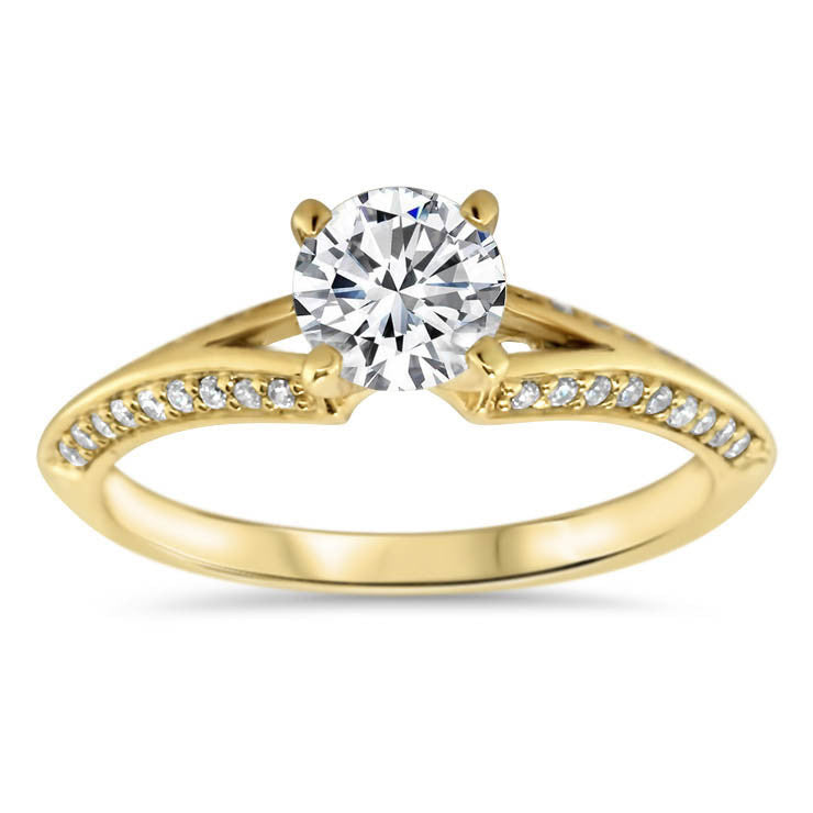 Split Shank Knife Edge Engagement Ring - Kourt - Moissanite Rings