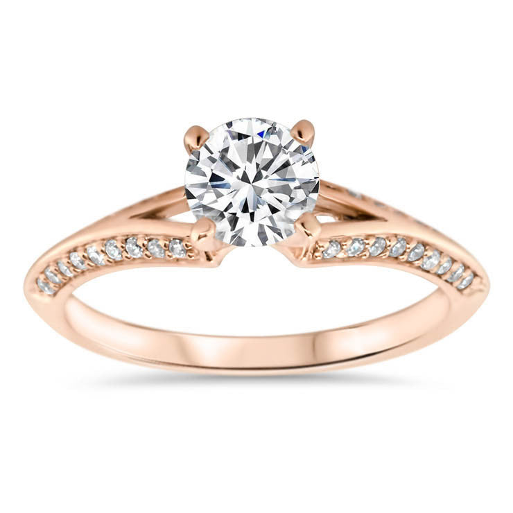 Split Shank Knife Edge Engagement Ring - Kourt - Moissanite Rings