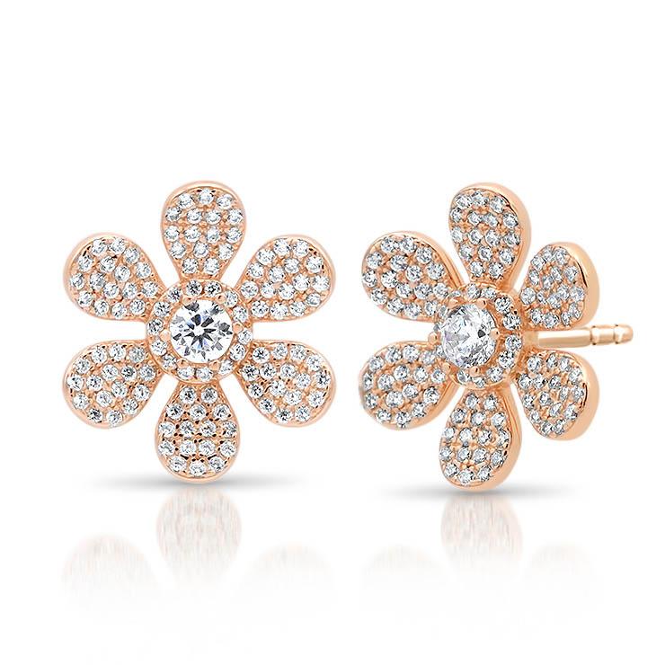 Large Flower Pave Earrings