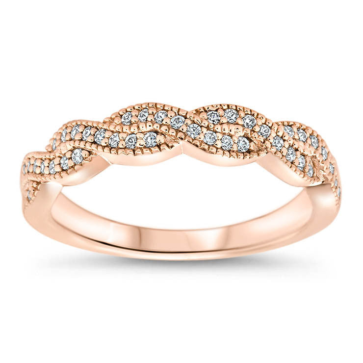 Braided Diamond Wedding Band - Regina Band - Moissanite Rings