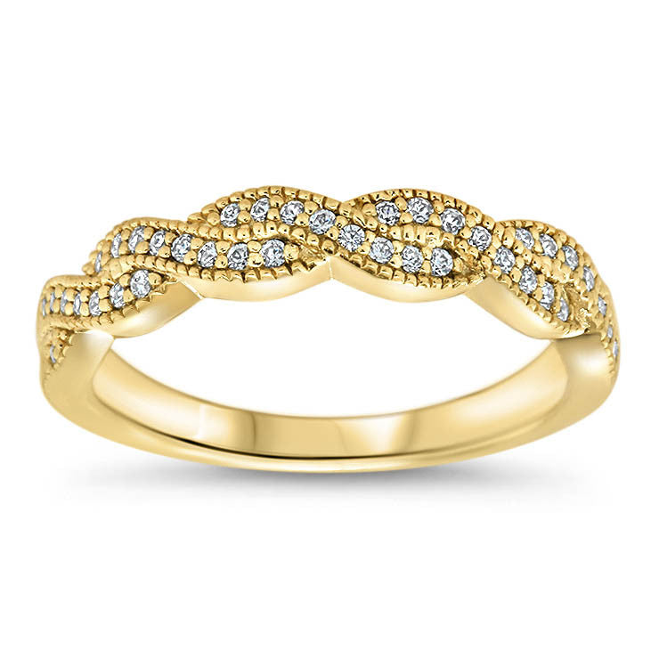 Braided Diamond Wedding Band - Regina Band - Moissanite Rings