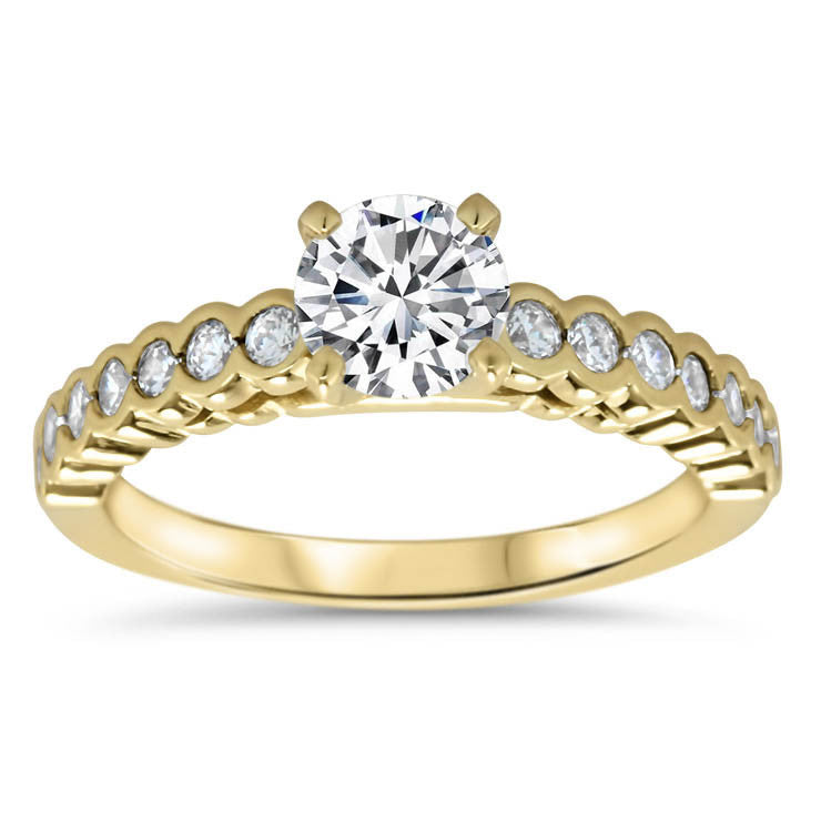 Bezel Set Diamond Moissanite Engagement Ring Setting - Nan - Moissanite Rings