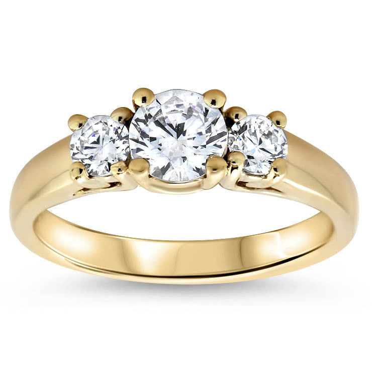Three Stone Ring Petite Engagement Ring - Trio - Moissanite Rings