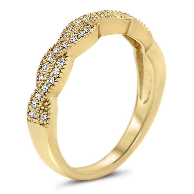 Braided Diamond Wedding Band - Regina Band - Moissanite Rings