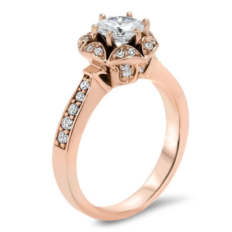 Vintage Inspired Diamond Halo Forever One Moissanite Engagement Ring - Gwen - Moissanite Rings