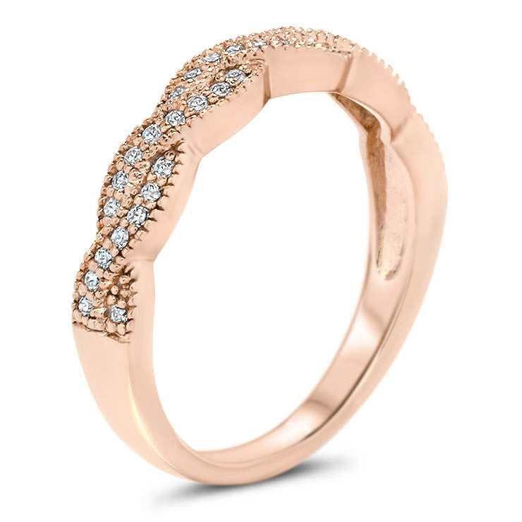 Braided Diamond Wedding Band - Regina Band - Moissanite Rings