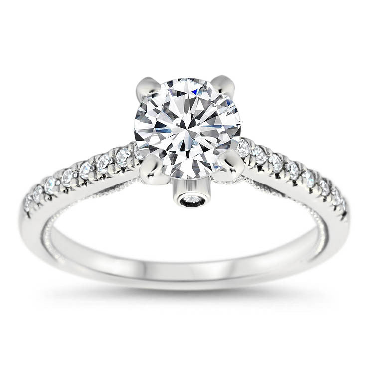 Thin Diamond Band Engagement Ring - Tara - Moissanite Rings