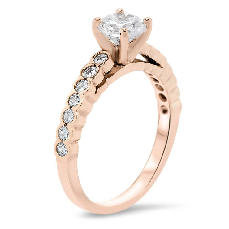 Bezel Set Diamond Moissanite Engagement Ring Setting - Nan - Moissanite Rings