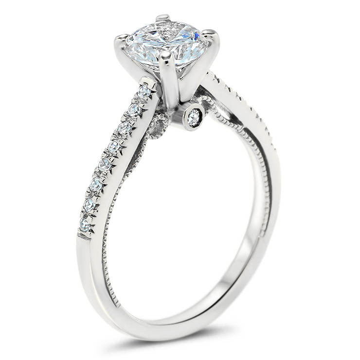 Thin Diamond Band Engagement Ring - Tara - Moissanite Rings