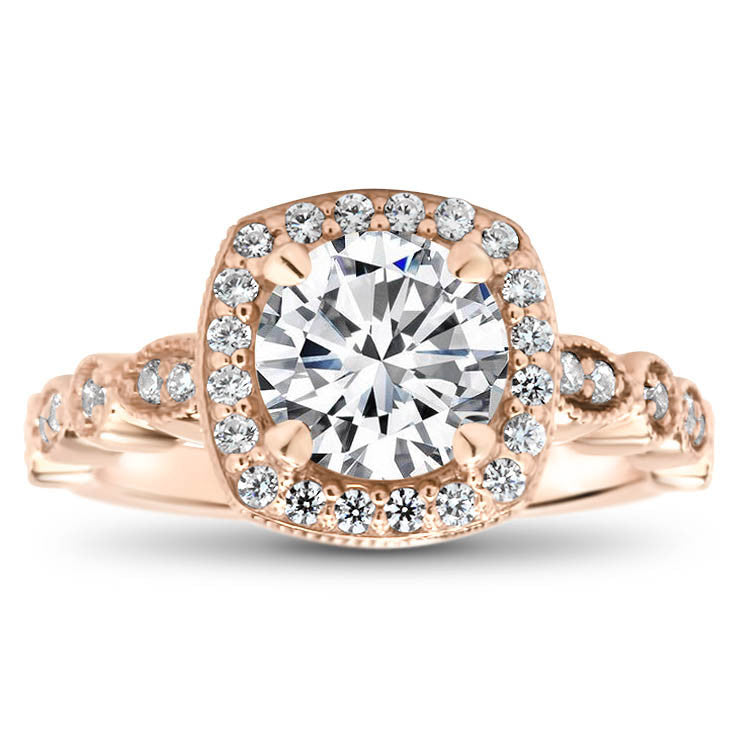 Foreve One Center Vintage Style Diamond Halo Moissanite Engagement Ring - Noa - Moissanite Rings