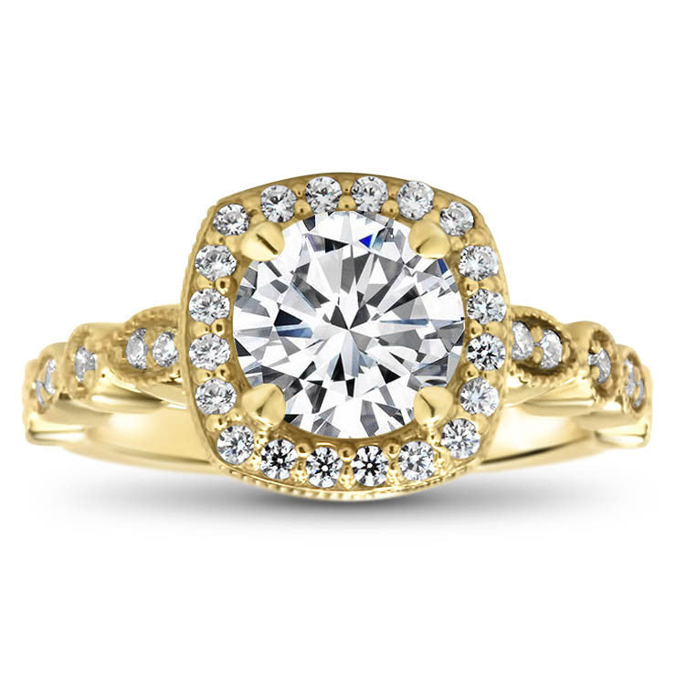 Foreve One Center Vintage Style Diamond Halo Moissanite Engagement Ring - Noa - Moissanite Rings