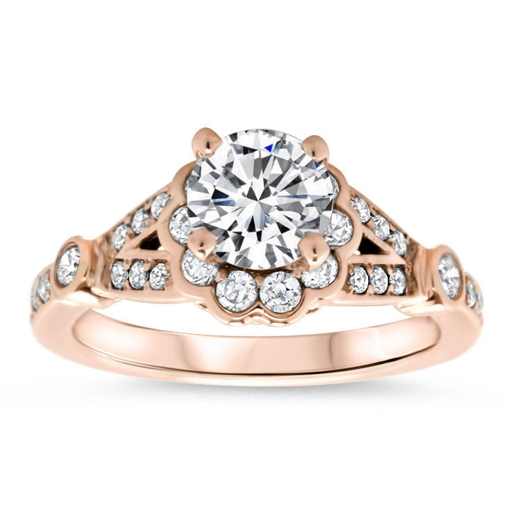 Floral Split Shank Moissanite Engagement Ring - Lola - Moissanite Rings
