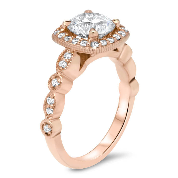 Foreve One Center Vintage Style Diamond Halo Moissanite Engagement Ring - Noa - Moissanite Rings