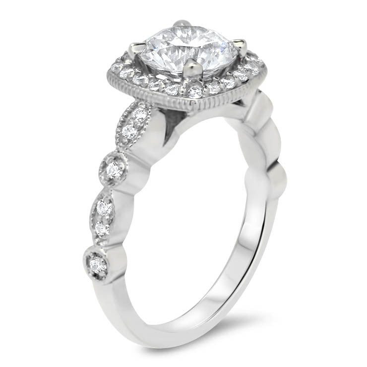 Foreve One Center Vintage Style Diamond Halo Moissanite Engagement Ring - Noa - Moissanite Rings