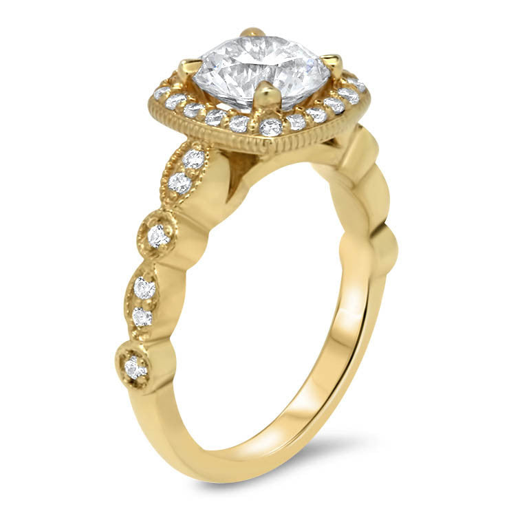 Foreve One Center Vintage Style Diamond Halo Moissanite Engagement Ring - Noa - Moissanite Rings