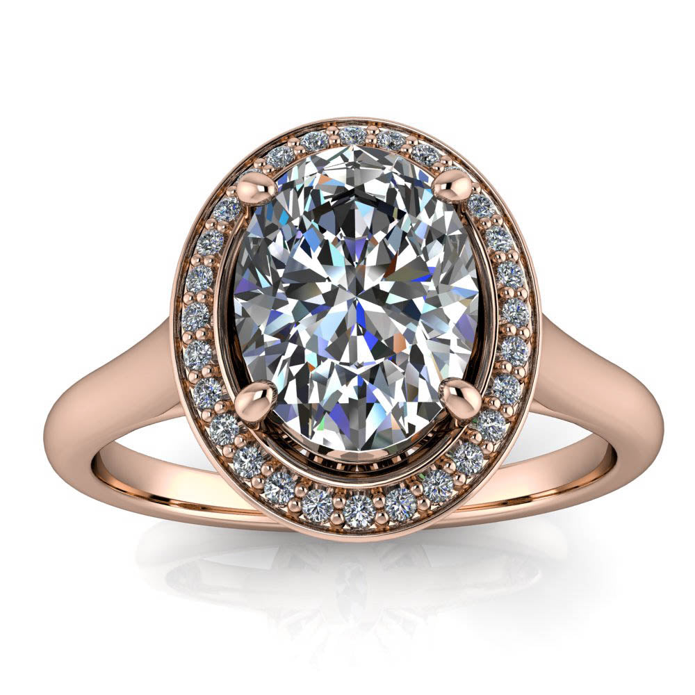 8x6 Oval Moissanite and Diamond Engagement Ring - Britta - Moissanite Rings