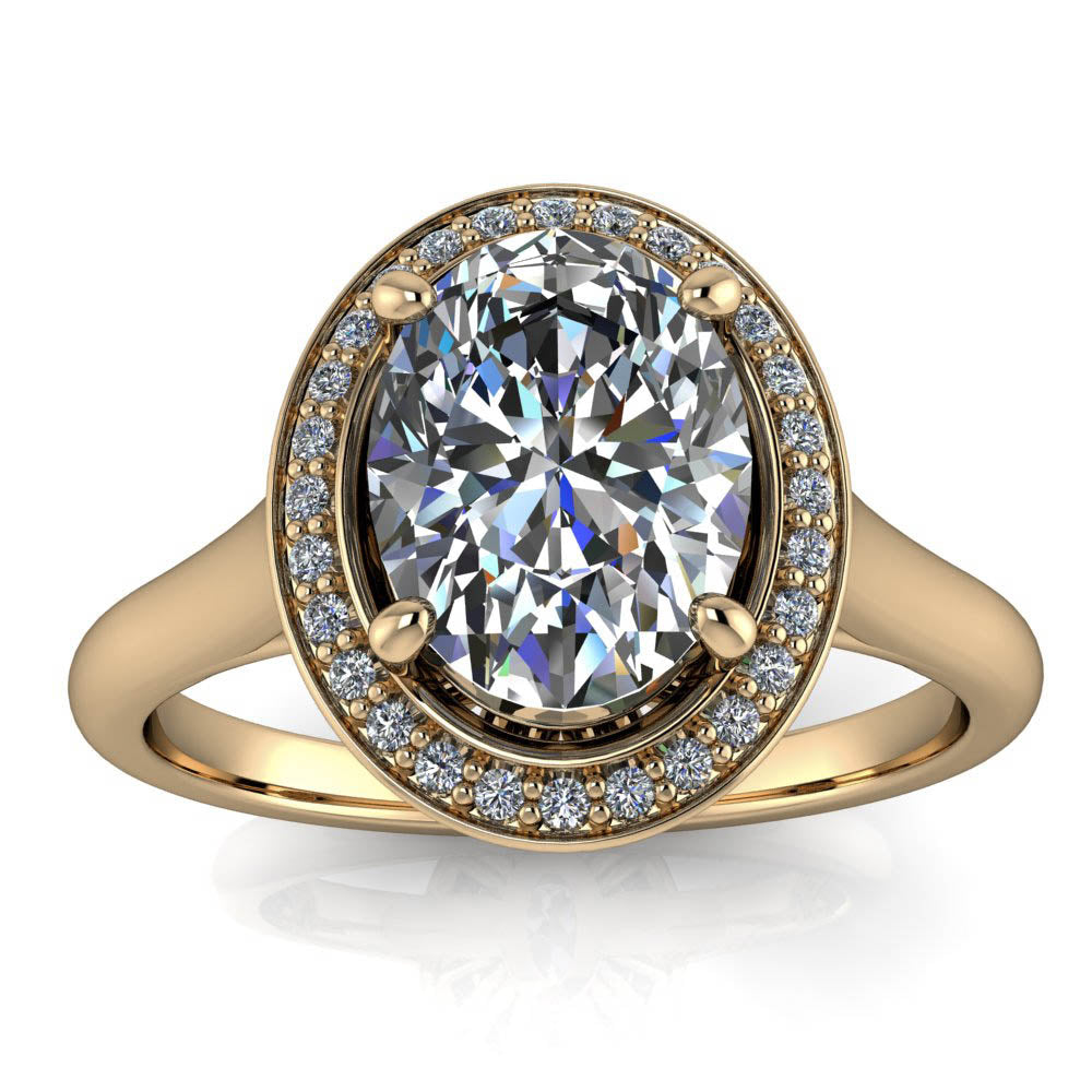 8x6 Oval Moissanite and Diamond Engagement Ring - Britta - Moissanite Rings