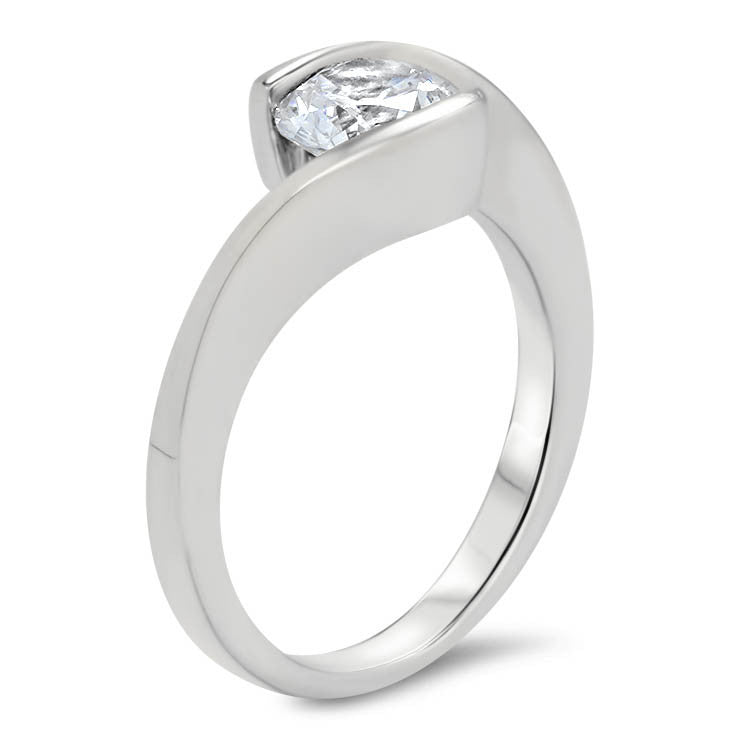 Half Bezel Forever One Moissanite Engagement Ring - Tasha - Moissanite Rings